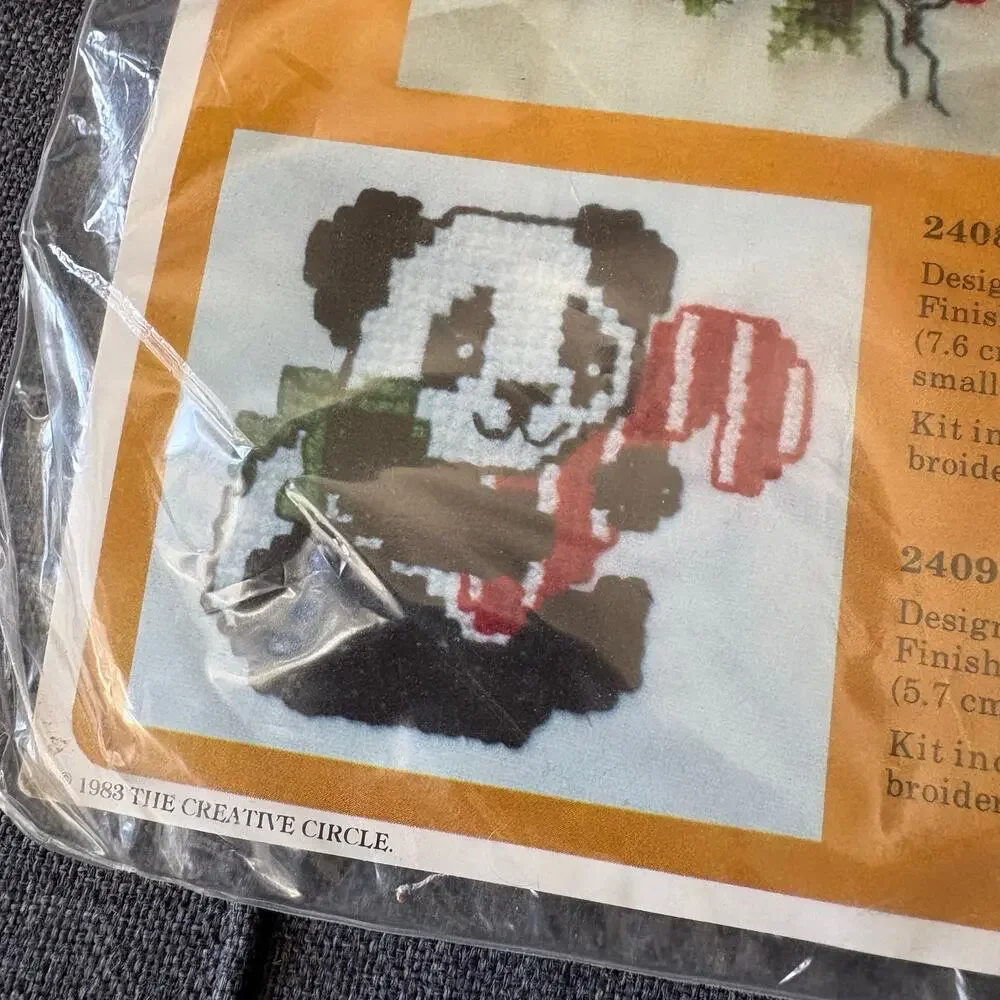 Playful Panda Vintage Counted Cross Stitch Kit by The Creative Circle - 1983